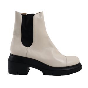 🔥Stuart Weitzman Norah Chelsea Leather Platform Boots, White 11C US/41.5 EU🔥